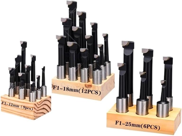 F1 Boring Hole Boring Bar Set Tungsten Carbide Bar Boring Head MT3 MT4 R8 BT NT Boring Bar Set Boring Device F1 Boring Tool(F1-18mm(12PCS))