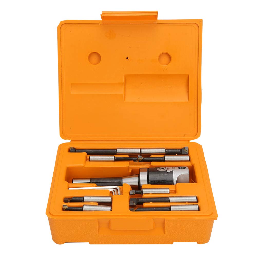 13 Pcs Indexable Metal Lathe Turning Tool, Boring Head Set, Carbide Boring Bar Set, Carbon Steel, Suitable for Semi Finishing and Finishing, Most Kinds of Lathe