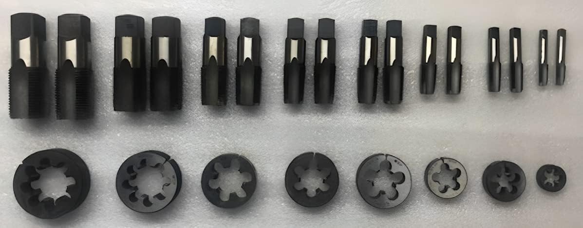 NPT National Pipe Thread Tap and Dies Set - 8 Size 1/8' - 1/4' - 3/8' - 1/2' - 5/8' - 3/4' - 7/8' - 1' Taps and Dies Complete Boxed