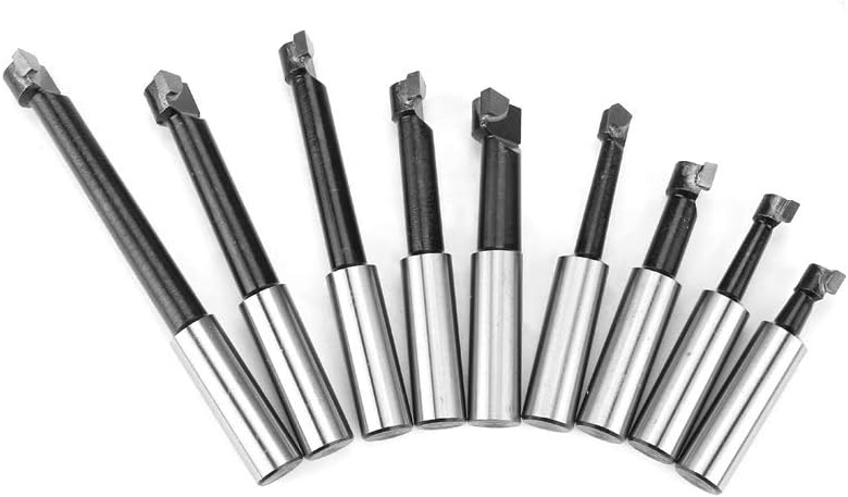 Taper Shank Cutter, Steel Arbor Adapter Taper Shank, Boring Head Arbor Adapter with 9 pcs 12 mm Boring Bar Set, CNC Milling Tools for Hole Cutting