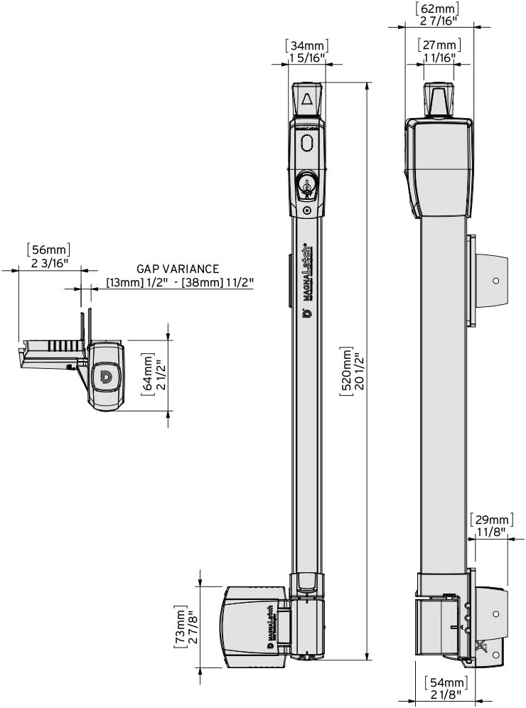 D&D Technologies MLTPTCA1CAPSPKA Pool Safety Gate Hardware Kit with MagnaLatch Top Pull 20-inch Gate Latch, Self-Closing TruClose Hinges and Safety Cap for Child Protection & Spacer for 2' Gate Gaps