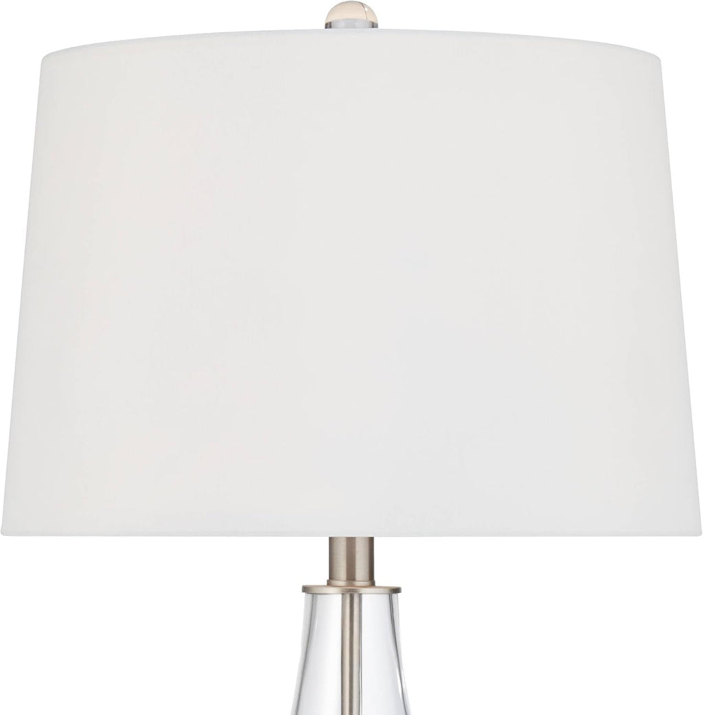 Marnie 27 3/4' Tall Curved Modern Coastal Table Lamps Set of 2 Blue Art Glass Fabric White Shade Living Room Bedroom Bedside Nightstand House Office Home Reading (Colors May Vary) - 360 Lighting