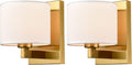 SAMTEEN Gold Wall Sconces Set of Two Mid Century Modern Brass Sconces Wall Lighting with Drum Shade Wall Lamp for Bedroom Hallway Foyer Living Room