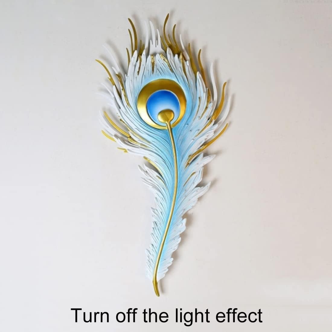 Feather Wall Lamp LED Dimmable Wall Sconce Lighting with Blue Elegant Peacock Feather Design Vintage Modern Wall Light Fixture for Bedroom Living Dining Room Hallway Deco