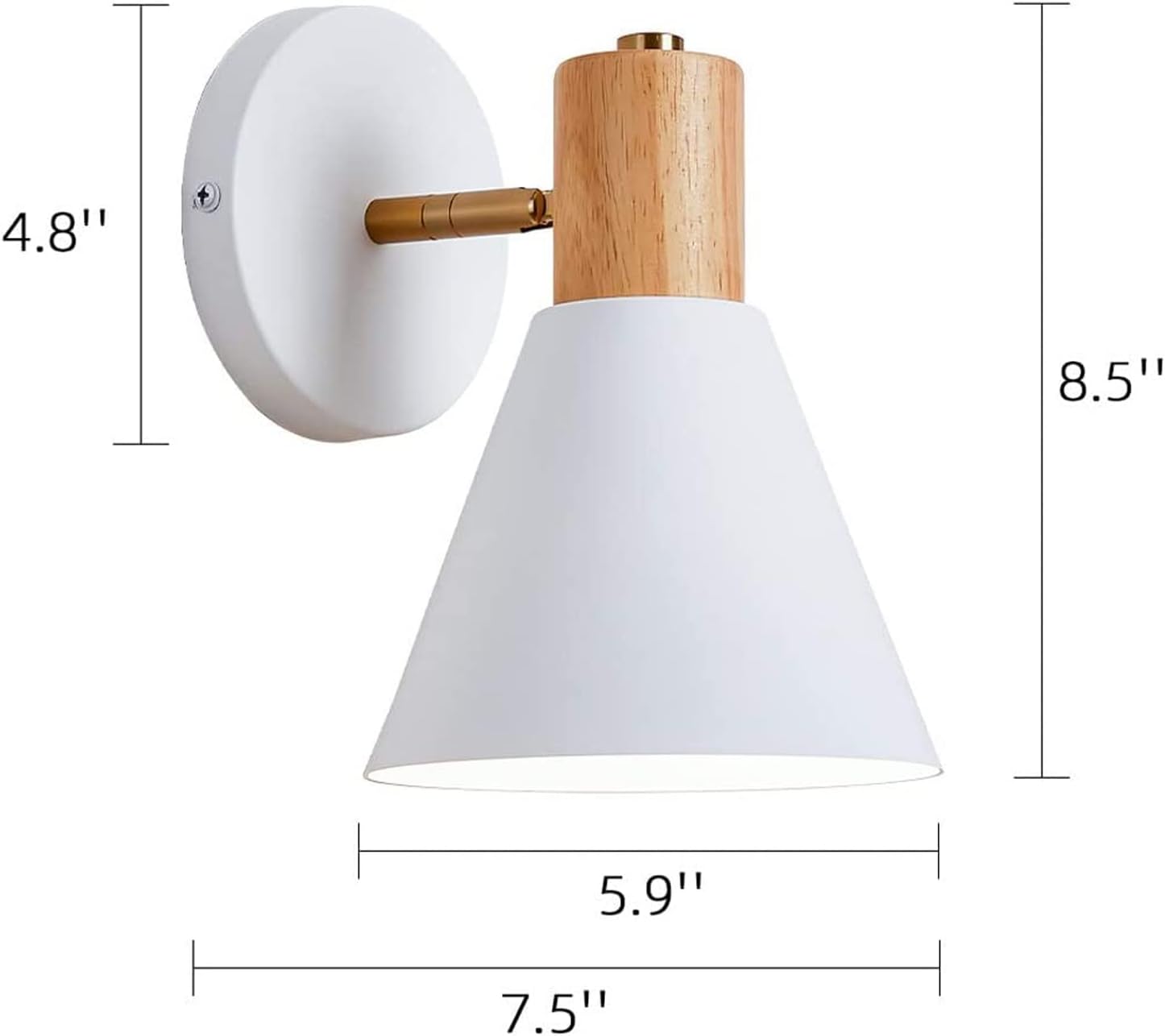 Wall Sconces battery operated Lighting Fixture Set of 2,Black Rotatable Wall Mounted Bedside Wall lamp for Industrial Bedroom Bathroom, Sink Lighting for Bedroom Hallway Living Room ( Color : White )