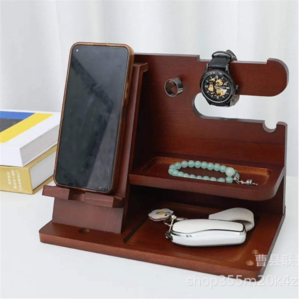 Eyeglasses Stand Solid Wood Phone Stand Multifunctional Desktop Organizer Hanging Rack for Watches, Glasses, Keys Accessories Eyewear Display Rack