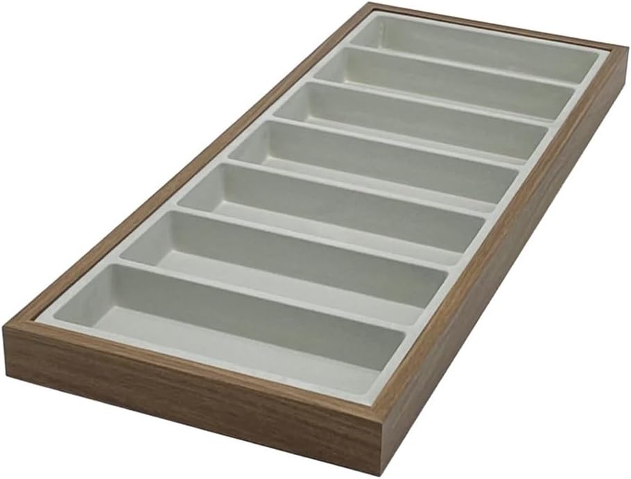 Eyeglasses Stand 7 Grids Glasses Display Tray Sunglasses Necklace Rack Organizer Stand Holder Storage Box for Sales Counter Eyewear Display Rack(Gris)