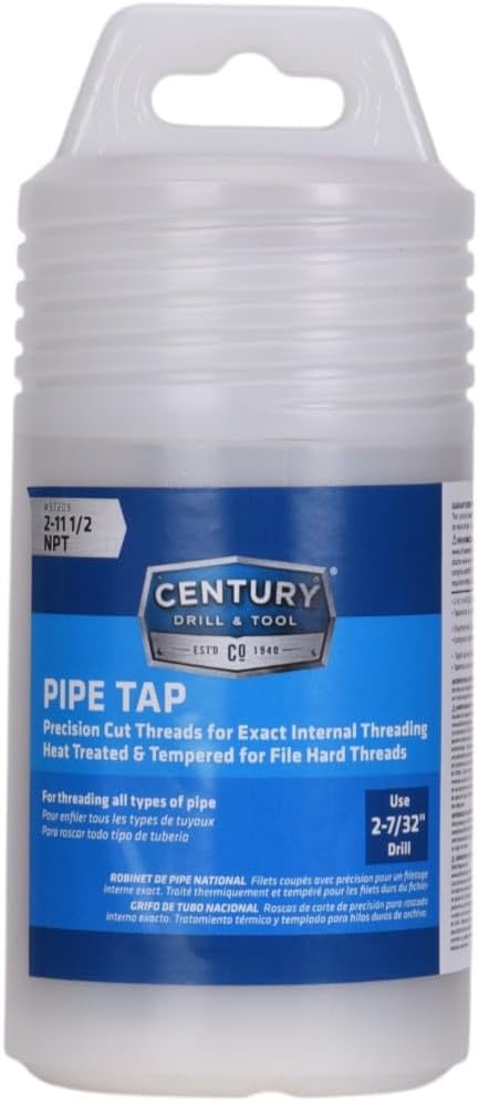 Century Drill & Tool 97209 High Carbon Steel National Pipe Tap, 2-11 1/2 NPT