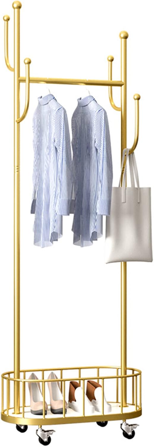 3-in-1 Rolling Garment Rack for Hanging Clothes with Wheels, Metal Coat Rack with Organizing Basket/120Cm/47.2In