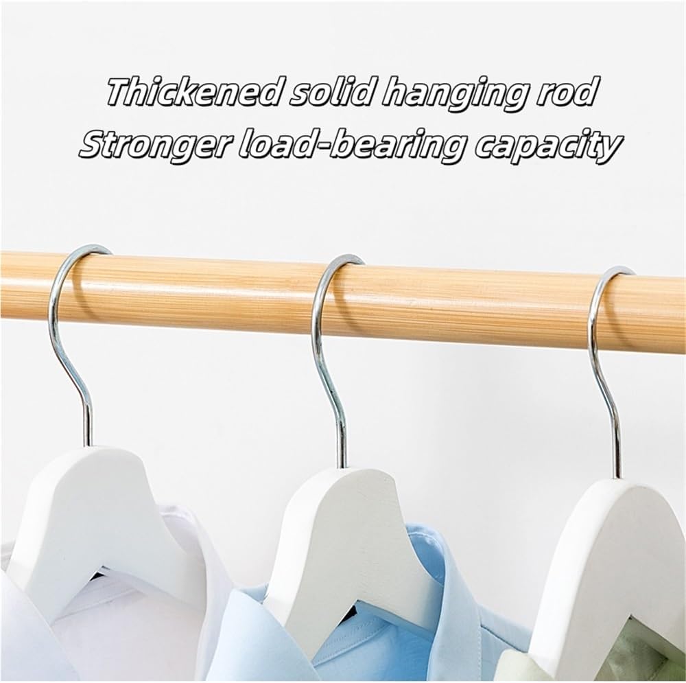 Bamboo Clothing Rack with Shelves and Side Hooks, Freestanding Garment Rack for Hanging Clothes, Floor-Standing Clothes Organizer for Bedroom or Living Room(Brown)