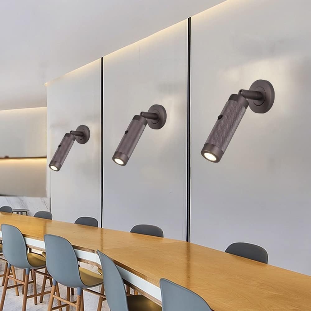 Modern Adjustable Bedside Reading Light Set of 2 Wall Lamps, LED Cylinder Aluminum Wall Lights Scocnes with Switche for Indoor Bedroom LIiving Room Lámpara de Pared (Color : Brass, Size : 4500K)