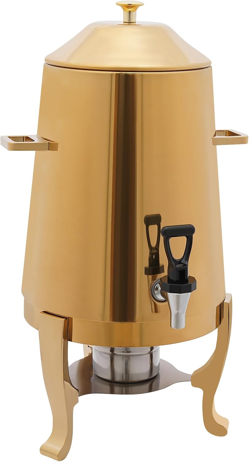 13L Coffee Urn and Hot Beverage Dispenser with Fuel Holder & Heating board, 3.4 Gallon Stainless Steel Drink Dispenser for Hot Drinks, Hot Water Urn for Catering (Gold)