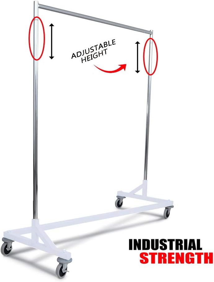 Only Hangers Commercial Grade Garment Z-Rack with White Base. Includes Cover Supports & Clear Vinyl Cover