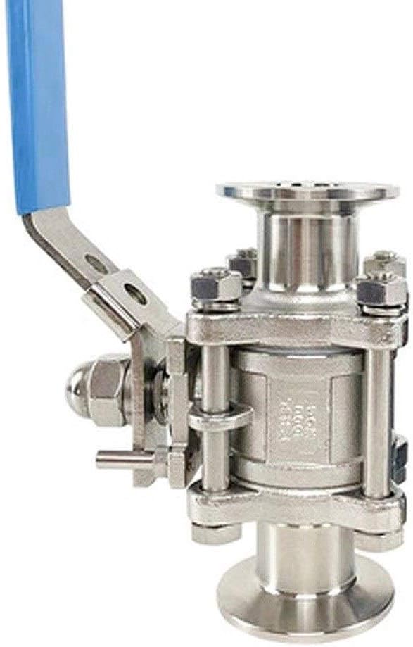 Garden Tap Connector Water Pipe Connectors, 1pcs 1/4',1/2',3/4',1' Stainless Steel 304 Sanitary Ball Valve,3 Three Piece 1.5' 50.5mm Tri Clamp Ferrule Type for Homebrew Diar(3/4')