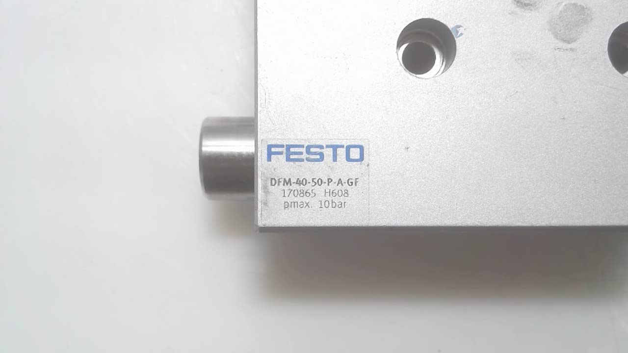 FESTO DFM-40-50-P-A-GF (170865), 0.8 M/S MAX. SPEED, 1.5-10 BAR, 40 MM BORE, 50 MM STROKE, DFM SERIES, DOUBLE-ACTING, ELASTIC CUSHIONING RINGS/PADS AT BOTH ENDS, G1/8 PNEUMATIC CONNECTION, GUIDED DRIV