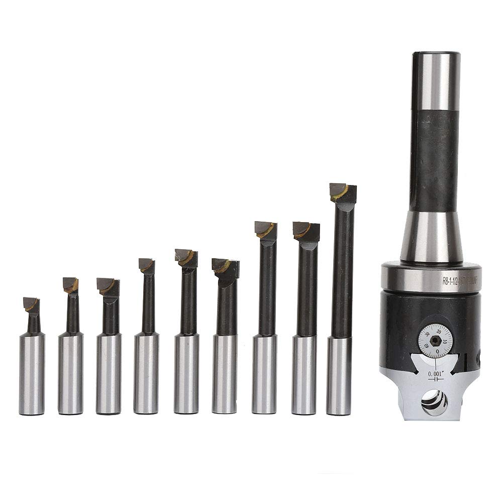 13 Pcs Indexable Metal Lathe Turning Tool, Boring Head Set, Carbide Boring Bar Set, Carbon Steel, Suitable for Semi Finishing and Finishing, Most Kinds of Lathe