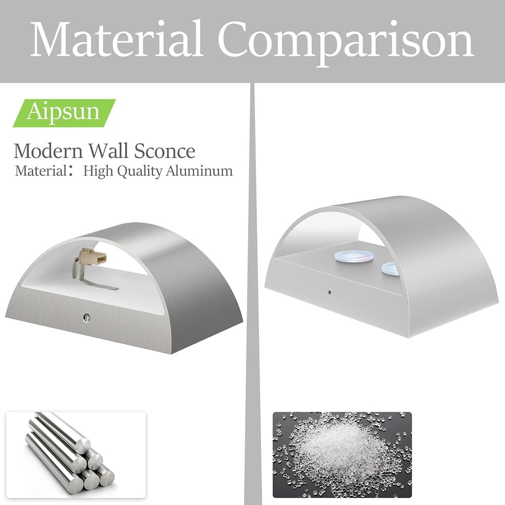 Aipsun 4 Pack Nickel Modern LED Wall Sconce Hardwired Indoor Wall Lights Up and Down Wall Mount Light for Living Room Bedroom Hallway Corridor Conservatory Warm White 3000K(with G9 Bulbs)
