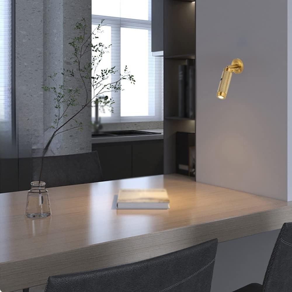 Modern Adjustable Bedside Reading Light Set of 2 Wall Lamps, LED Cylinder Aluminum Wall Lights Scocnes with Switche for Indoor Bedroom LIiving Room Lámpara de Pared (Color : Brass, Size : 4500K)