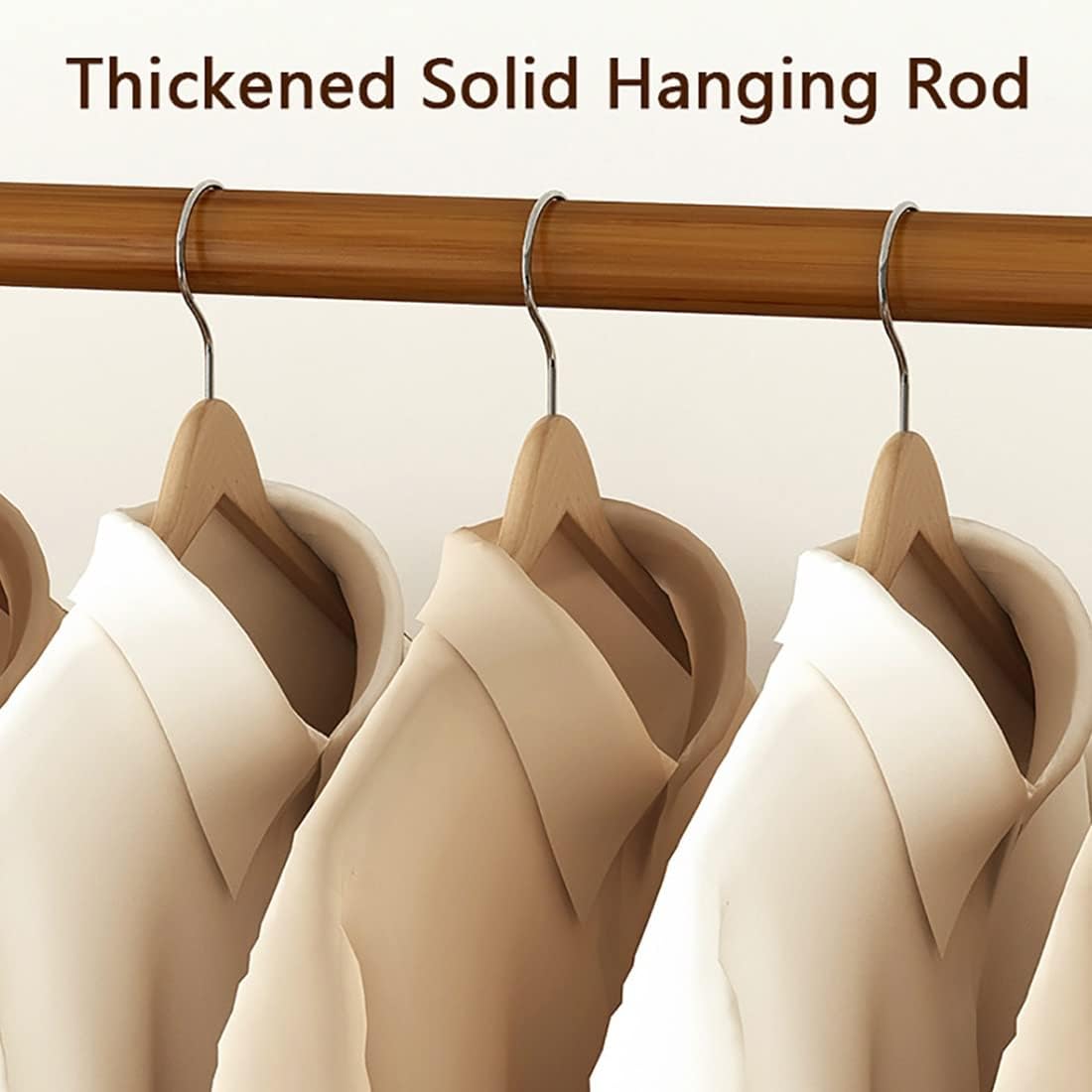 Coat Rack, Bamboo Garment Rack 2 Tier Storage Shelves Clothes Hanging Rack Free-Standing Multifunctional Clothing Rack Portable Wardrobe Closet Organizer Max Load 70kg
