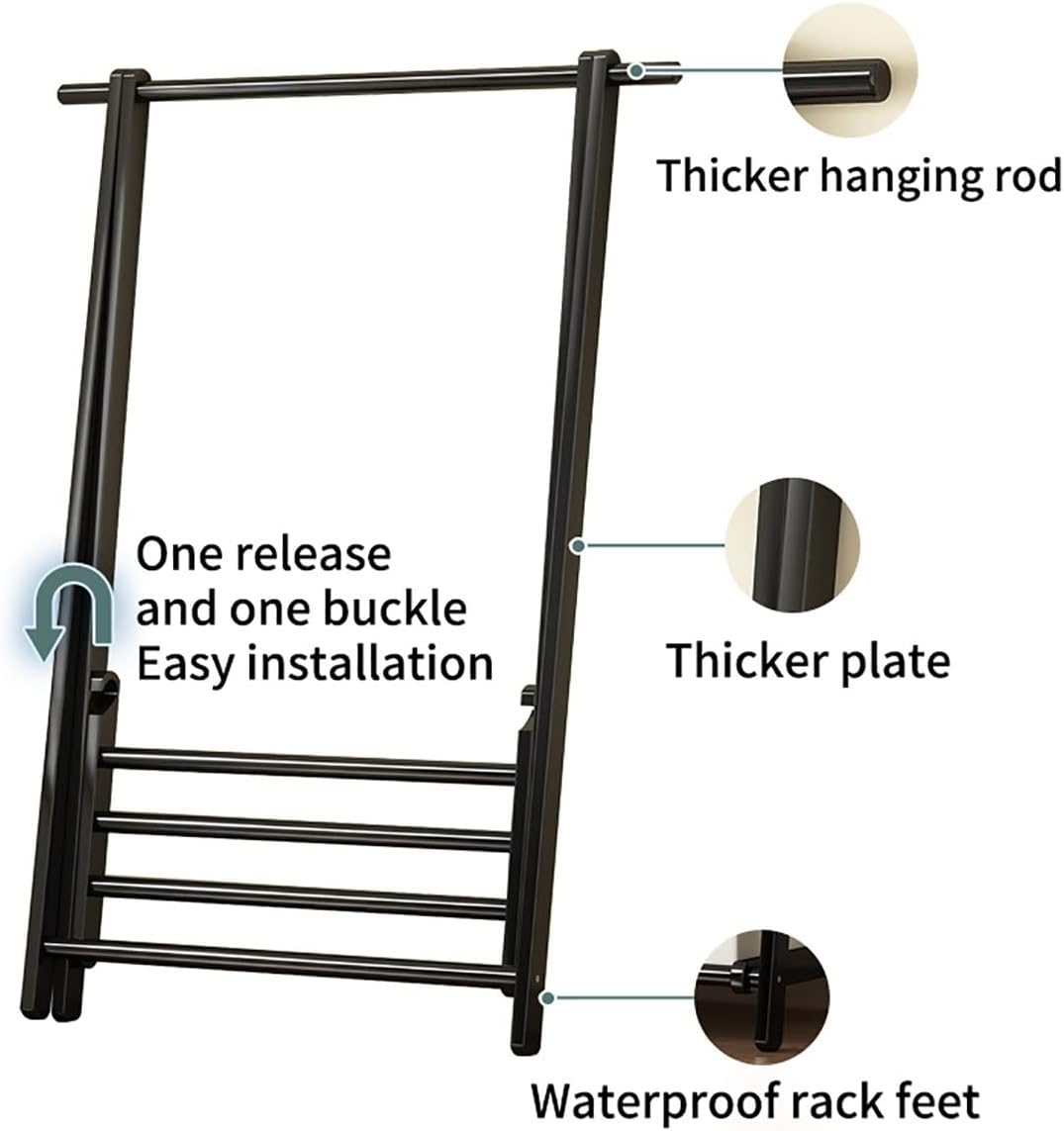 Bamboo Garment Rack, Foldable Hanging Clothes Rack, Space Saving Coat Stand, Storage Organizer Shelves
