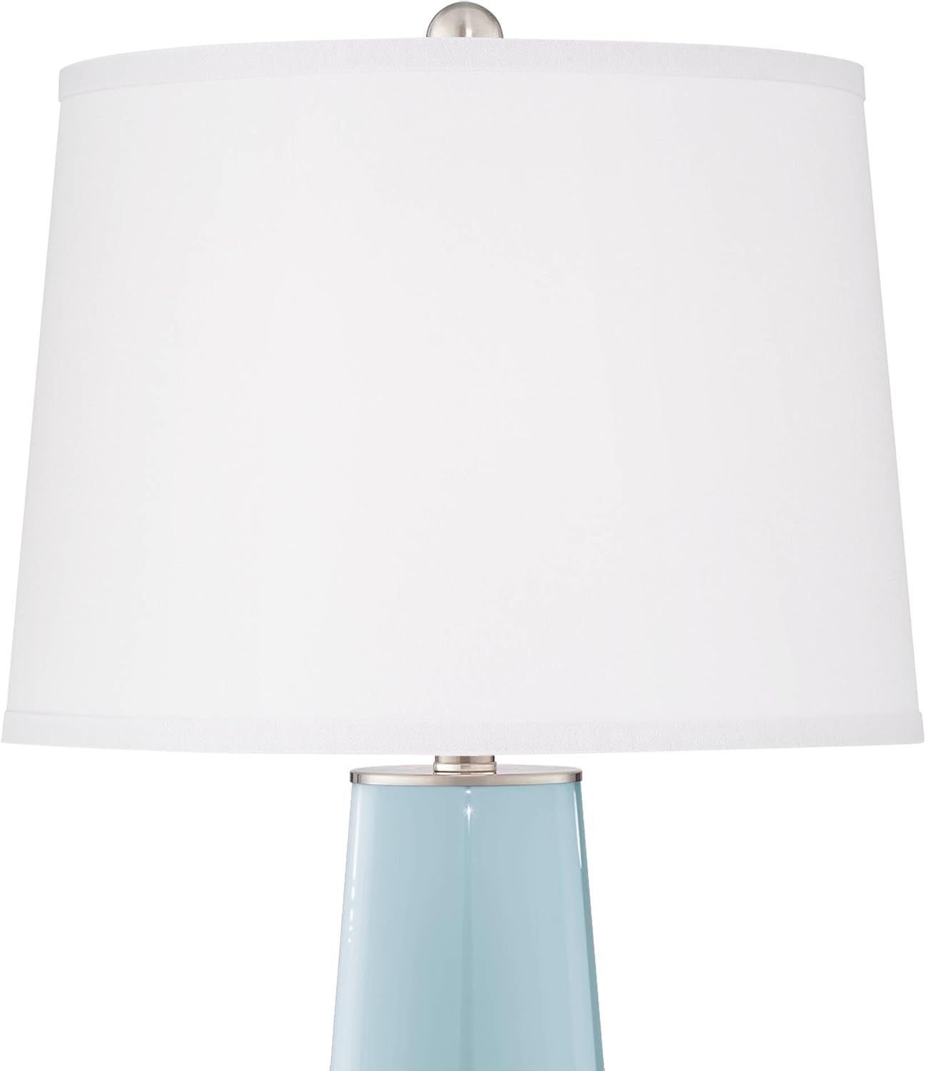 Color + Plus Leo Modern Table Lamps 29 1/2' Tall Set of 2 Vast Sky Blue Glass Tapered Column Plain White Drum Shade Decor for Bedroom Living Room House Home Bedside Nightstand Office Family