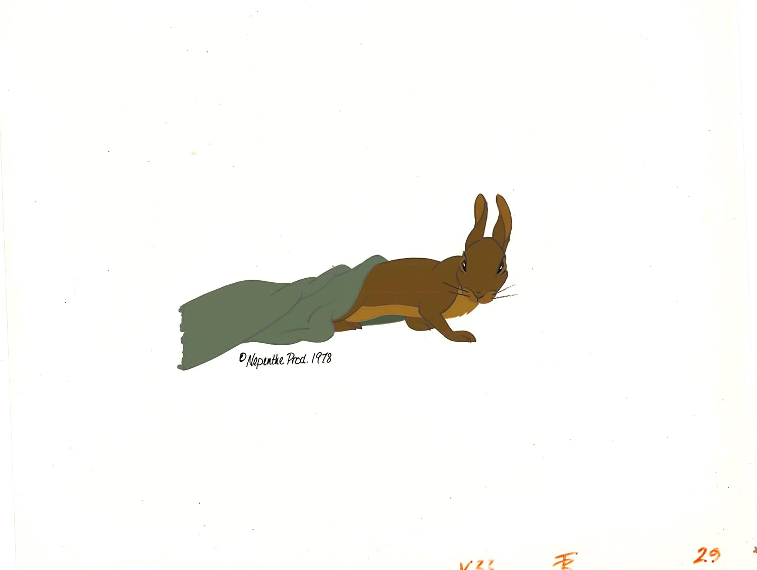Watership Down 1978 Original Production Animation Cel with LJE Seal and COA 128-14