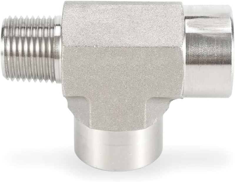 Hose Adapter,Tap Connector,NPT BSP to Male 1/8 1/4 3/8 1/2 3/4 1 inch 3000psig BSPT 316 Stainless Steel Pipe Fitting Connector-Female Street Tee(Female 1,Pipe Thread - NPT)