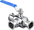 Garden Tap Connector Water Pipe Connectors, Stainless Steel Three-Way Ball Valve,T-Type L-Type OD 50.5mm 64mm Tri Clamp Ferrule Sanitary Ball Valve for Food Liquids Oil Gase(Ttype 304 45mm)