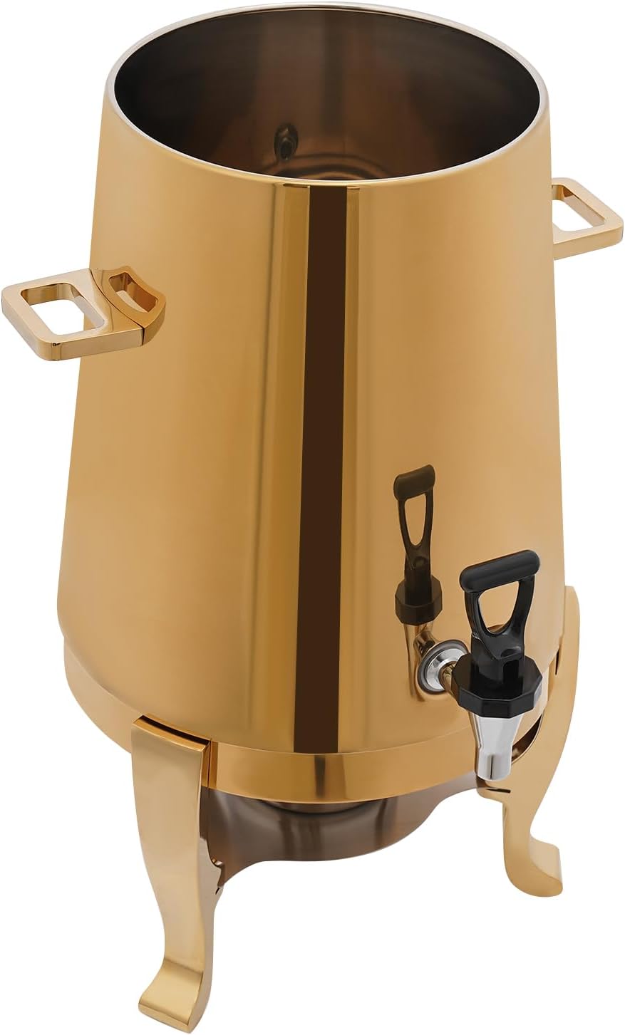 13L Coffee Urn and Hot Beverage Dispenser with Fuel Holder & Heating board, 3.4 Gallon Stainless Steel Drink Dispenser for Hot Drinks, Hot Water Urn for Catering (Gold)