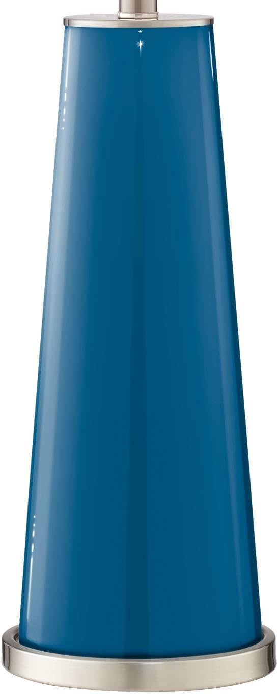 Color + Plus Leo 29 1/2' Tall Cylinder Modern Coastal End Table Lamps Set of 2 Mykonos Blue Brushed Nickel Finish Glass White Shade Living Room Bedroom Bedside Nightstand House Office Home Reading