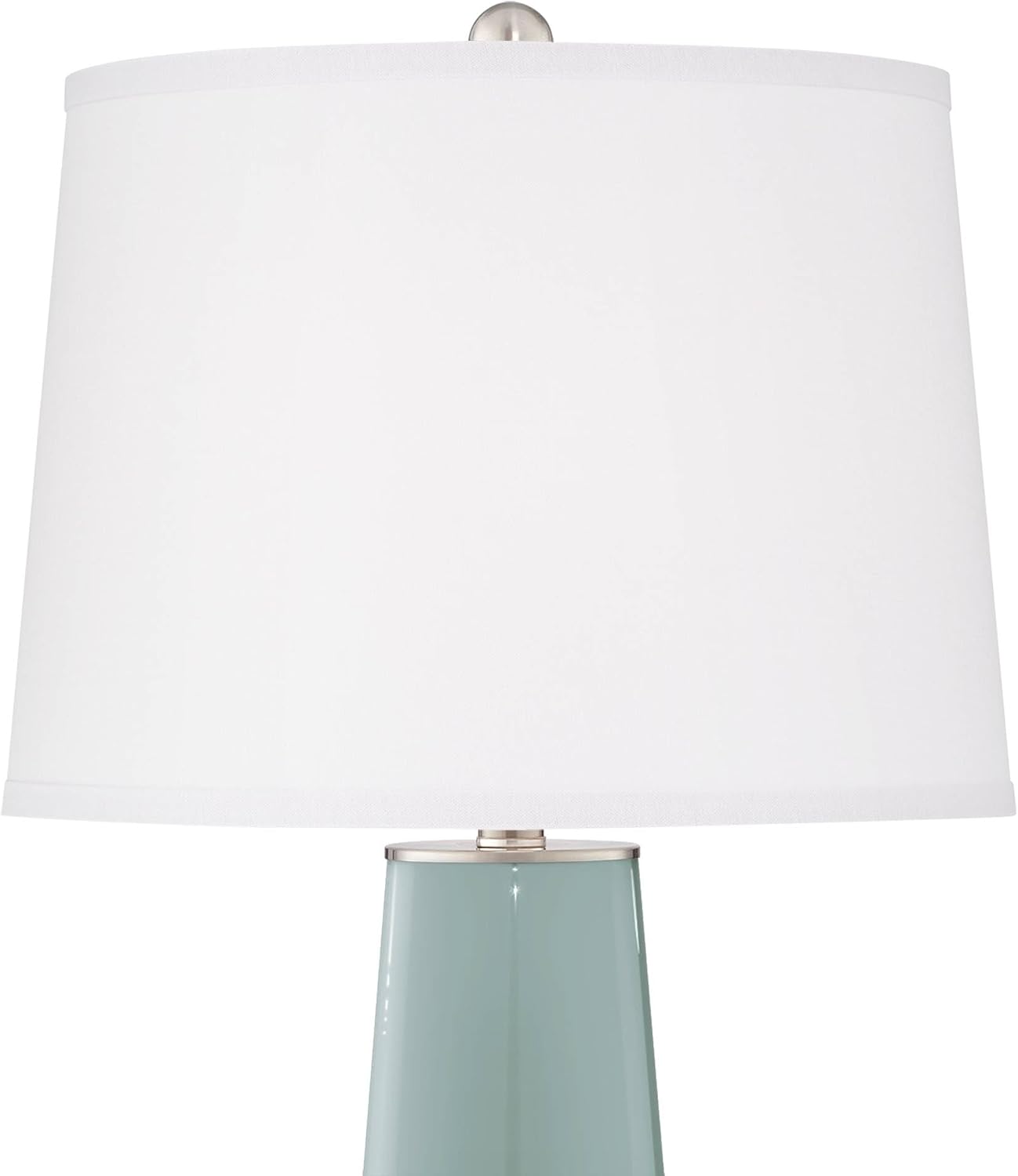 Color + Plus Leo Modern Table Lamps 29 1/2' Tall Set of 2 Aqua Sphere Blue Glass Tapered Column Plain White Drum Shade Decor for Bedroom Living Room House Bedside Nightstand Office Family