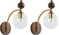 BOKT Gold Wall Sconces 2 Pack Vintage Clear Wall Mounted Lamp Mid Century Modern Wall Sconce Light Set of Two Vanity Light Fixtures Over Mirror Minimalist Glass Wall Sconce