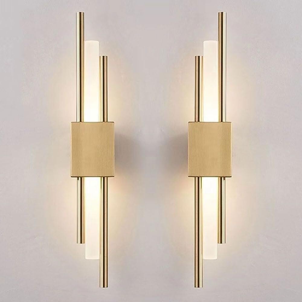 Black LED Linear Wall Light Long Light Sconces Wall Decor Set of 2 Indoor Strip Hallway Wall Lighting Gold Nordic Modern Bedroom Wall Mount Lamp for Bedside Living Room Bathroom