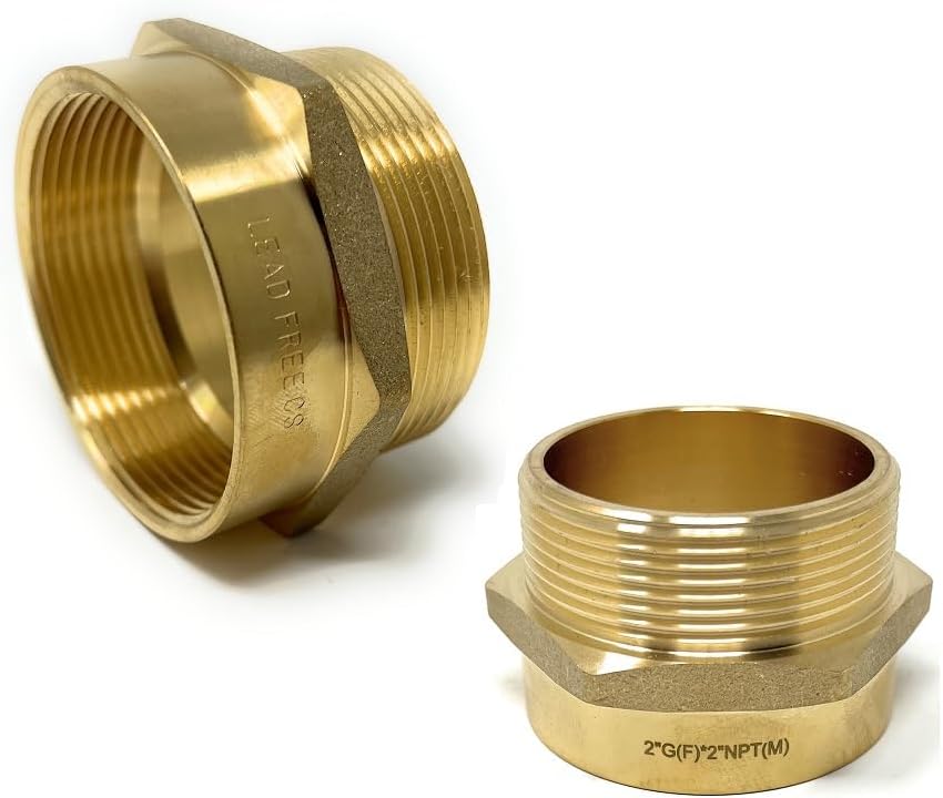G Thread (British BSPP) Female to NPT Thread Male Pipe Fitting Adapter - Lead-Free Adapter (Two, 2 inch)