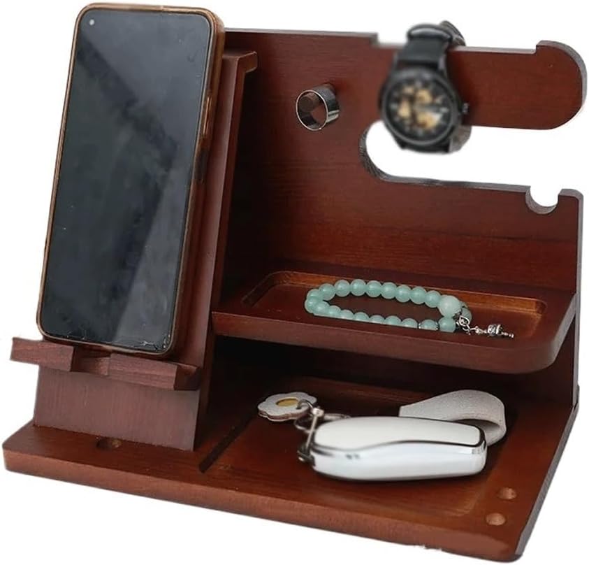 Eyeglasses Stand Solid Wood Phone Stand Multifunctional Desktop Organizer Hanging Rack for Watches, Glasses, Keys Accessories Eyewear Display Rack