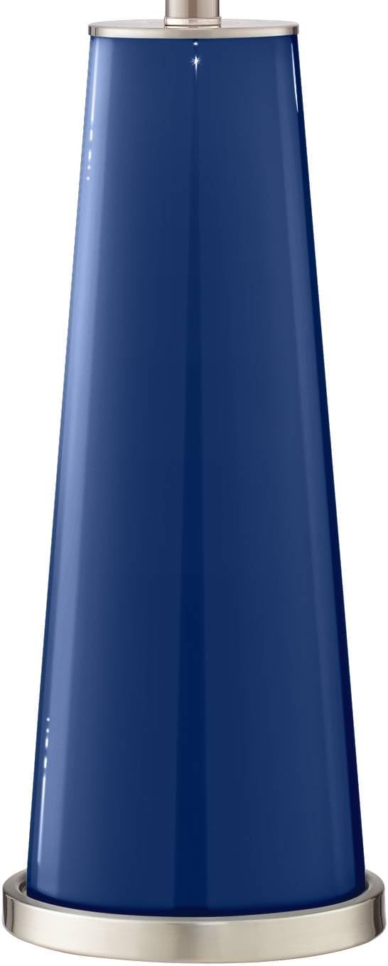 Color + Plus Leo Modern Table Lamps 29 1/2' Tall Set of 2 Monaco Blue Glass Tapered Column Plain White Drum Shade Decor for Bedroom Living Room House Home Bedside Nightstand Office Family