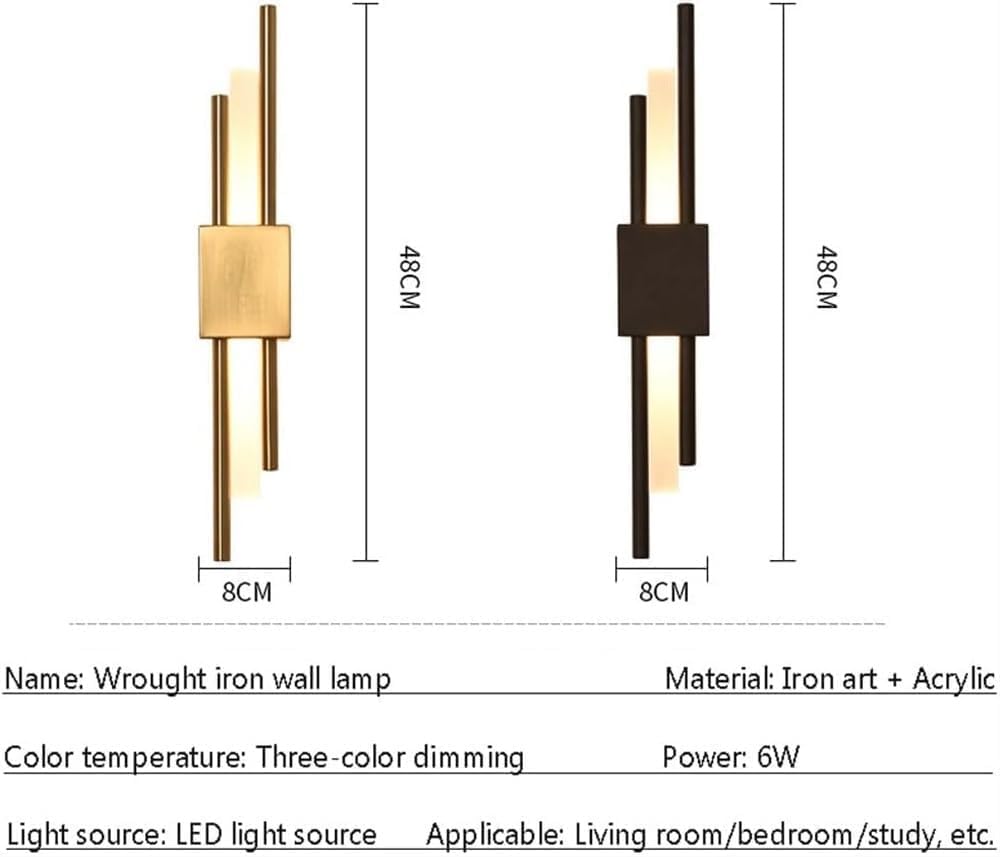 Black LED Linear Wall Light Long Light Sconces Wall Decor Set of 2 Indoor Strip Hallway Wall Lighting Gold Nordic Modern Bedroom Wall Mount Lamp for Bedside Living Room Bathroom