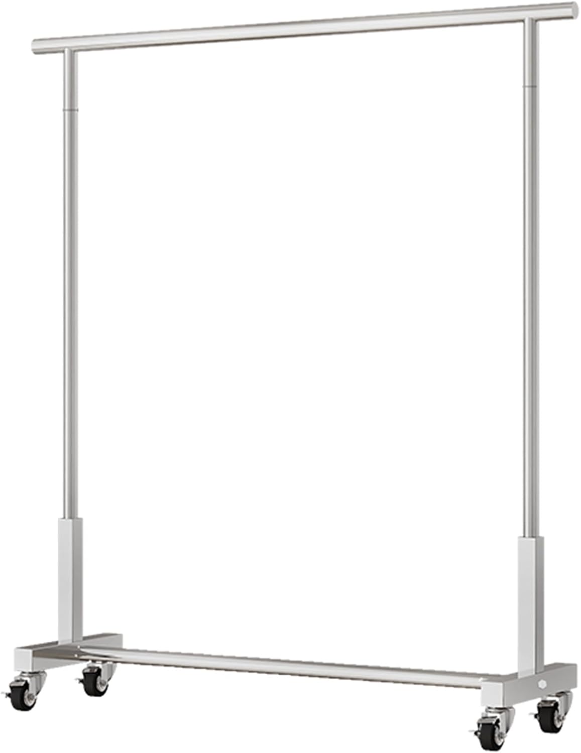 Heavy duty Garment rack Heavy Duty Clothing Rack For Hanging Clothes Silver Stainless Steel Clothes Rail On Wheels Commercial Clothing Display Rack Freestanding Coat Rack For Bedroom ( 100X40X150CM)