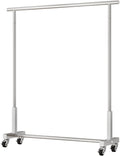 Heavy duty Garment rack Heavy Duty Clothing Rack For Hanging Clothes Silver Stainless Steel Clothes Rail On Wheels Commercial Clothing Display Rack Freestanding Coat Rack For Bedroom ( 80X40X150CM)