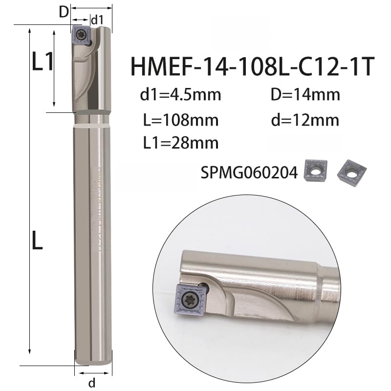 1pc HMEF Countersink Drill Head Milling Cutter Holder CNC Shank Rough Boring Bar Rod Tools Inserts SPMG HMEF-14-108-C12-1T(HMEF-18-117-C16-2T)