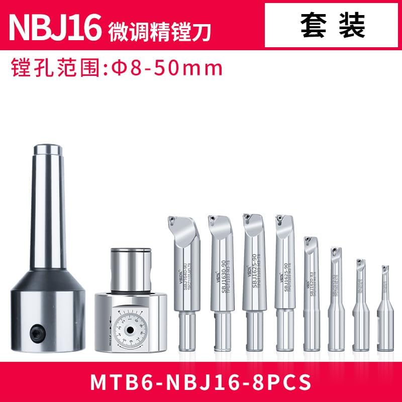 1pc Precision NBJ16 Boring Head System+BT30 M12 Holder +8pcs 16mm Boring Bar Boring Rang 6-51mm Boring Tool Set(MTB6-NBJ16-8PCS)
