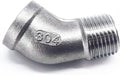 Hose Adapter,Tap Connector,1/4' 3/8' 1/2' 3/4' 1' 1-1/4' 1-1/2' BSP Female to Male Thread 304 Stainless Steel 45 Degree Elbow Pipe Fitting Connector-1'(36893)
