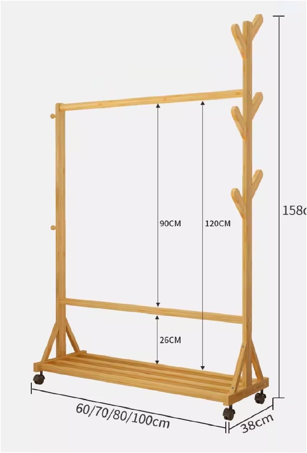 Clothes Rail Garment Rack Bamboo Coat Rack,Freestanding Home Drying Rack Floor Hanging Clothes Rack Hat Handbag Hanger Hall