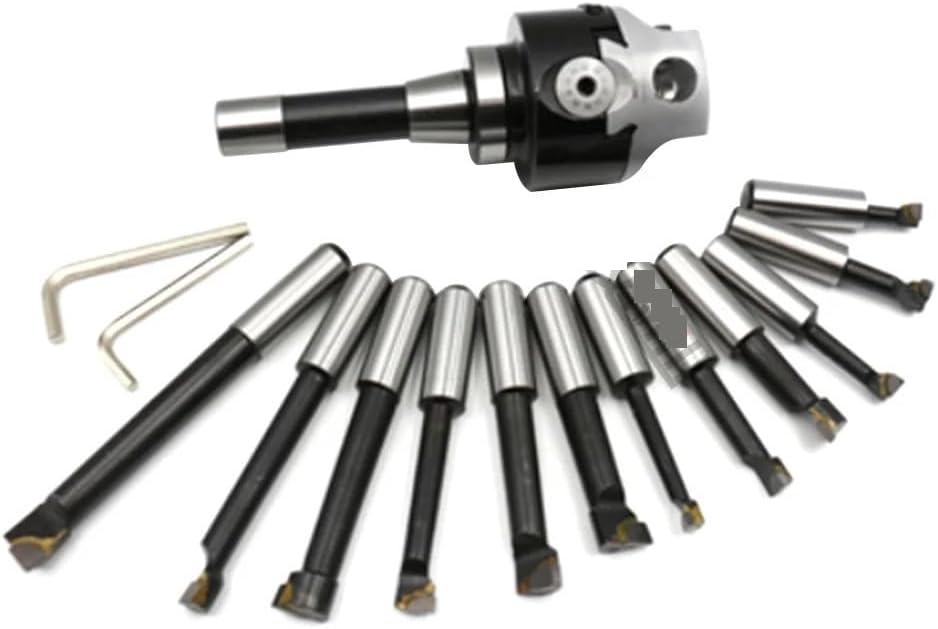 A Set MT2 MT3 MT4 C20 C25 BT30 BT40 NT30 NT40 R8 M10 M12 M16 + F1 2 Inch 50 Boring Head 12mm Boring Bar For Milling Machine Tool(Boring Rod,C20-F1-12)