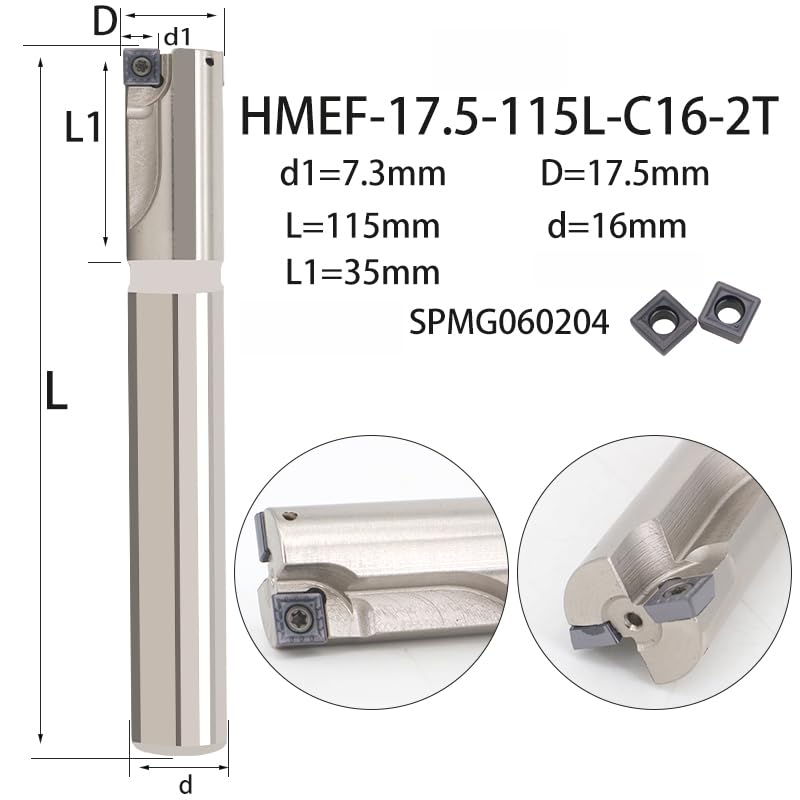 1pc HMEF Countersink Drill Head Milling Cutter Holder CNC Shank Rough Boring Bar Rod Tools Inserts SPMG HMEF-14-108-C12-1T(HMEF-17.5-115-C16-2T)