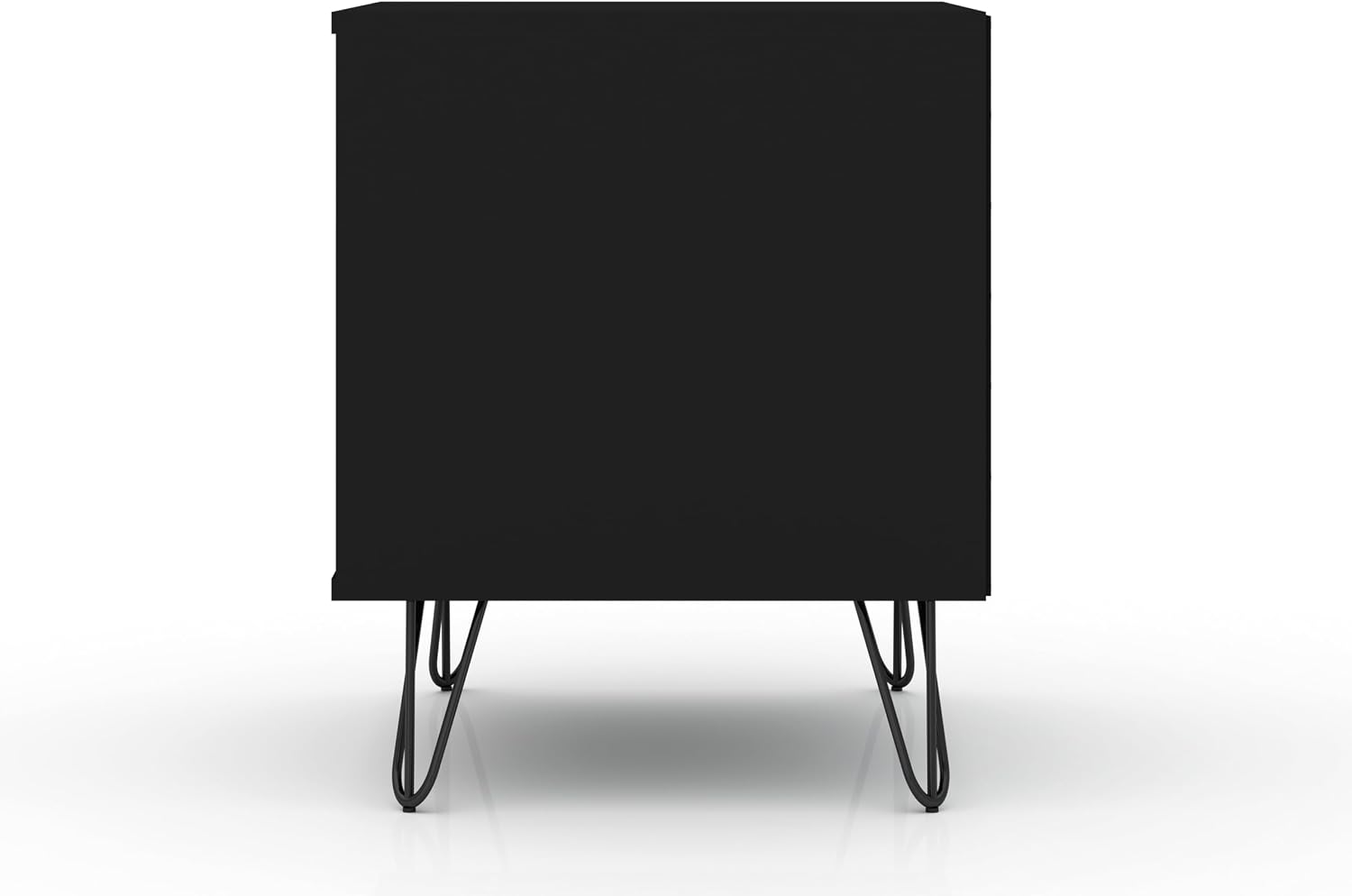 Manhattan Comfort Rockefeller Nightstand with Drawer and Cubby, Mid Century Modern Bedside Table, Minimalist Display and Storage Organizer, Ideal for Bedroom and Living Room, Black