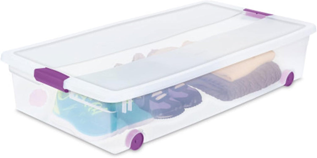 Sterilite 16-Pack 60 Quart ClearView Latch Box, Wheeled Underbed Organizer Bins with Latching Lids - Clear Plastic Organization Containers for Closet, Bedroom, Shelving Units and Everyday Home Storage
