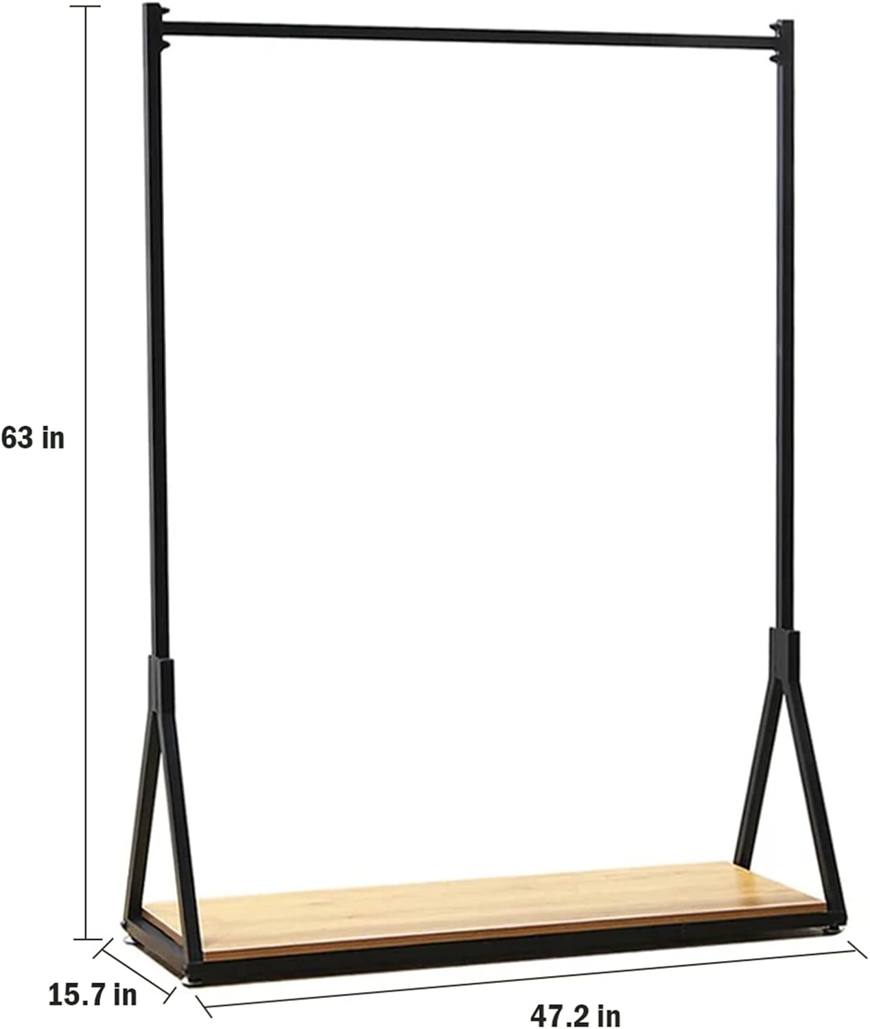 Modern Simple Heavy Duty Metal and Wood Rolling Clothing Garment Rack with Wheel,Creative Commercial Wedding Dress Display Shelf,Floor-Standing Clothes Hangers (Black with Wood, 47.2' L)