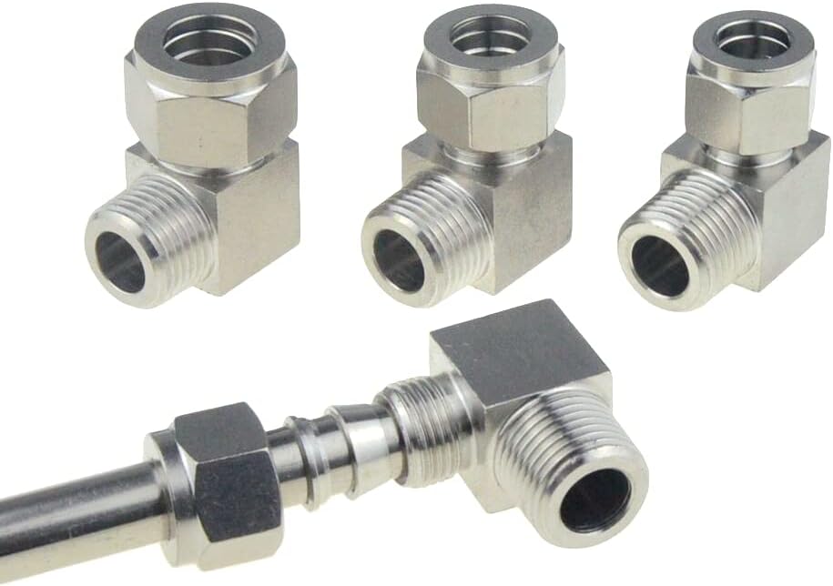 Hose Adapter,Tap Connector,SS Compression Pipe Adapter Tube Ferrule Air Fitting Connector Stainless Steel 304-PL-NPT(Pc npt 1,A-3I4 Inch OD Tube)