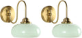 KCO Lighting Vintage Green Wall Sconces Light Set of Two Gold Globe Wall Sconce Mid Century Modern Bathroom Vanity Light Fixture Brass Indoor Wall Sconce Light Fixture (2 Pack)